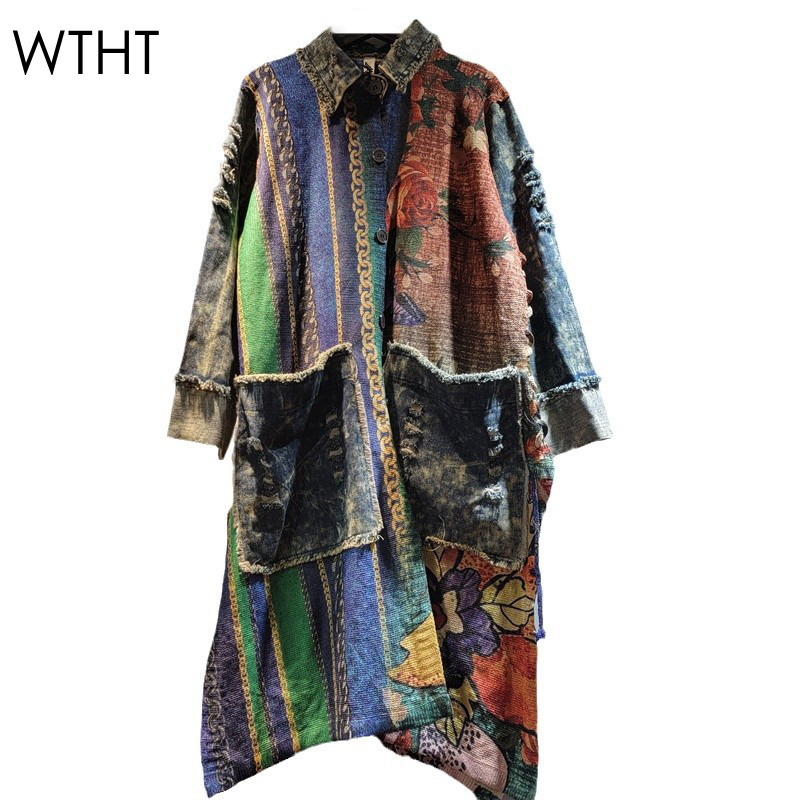 Sewing Jackets - WTHT moda modny damski łączony dżins