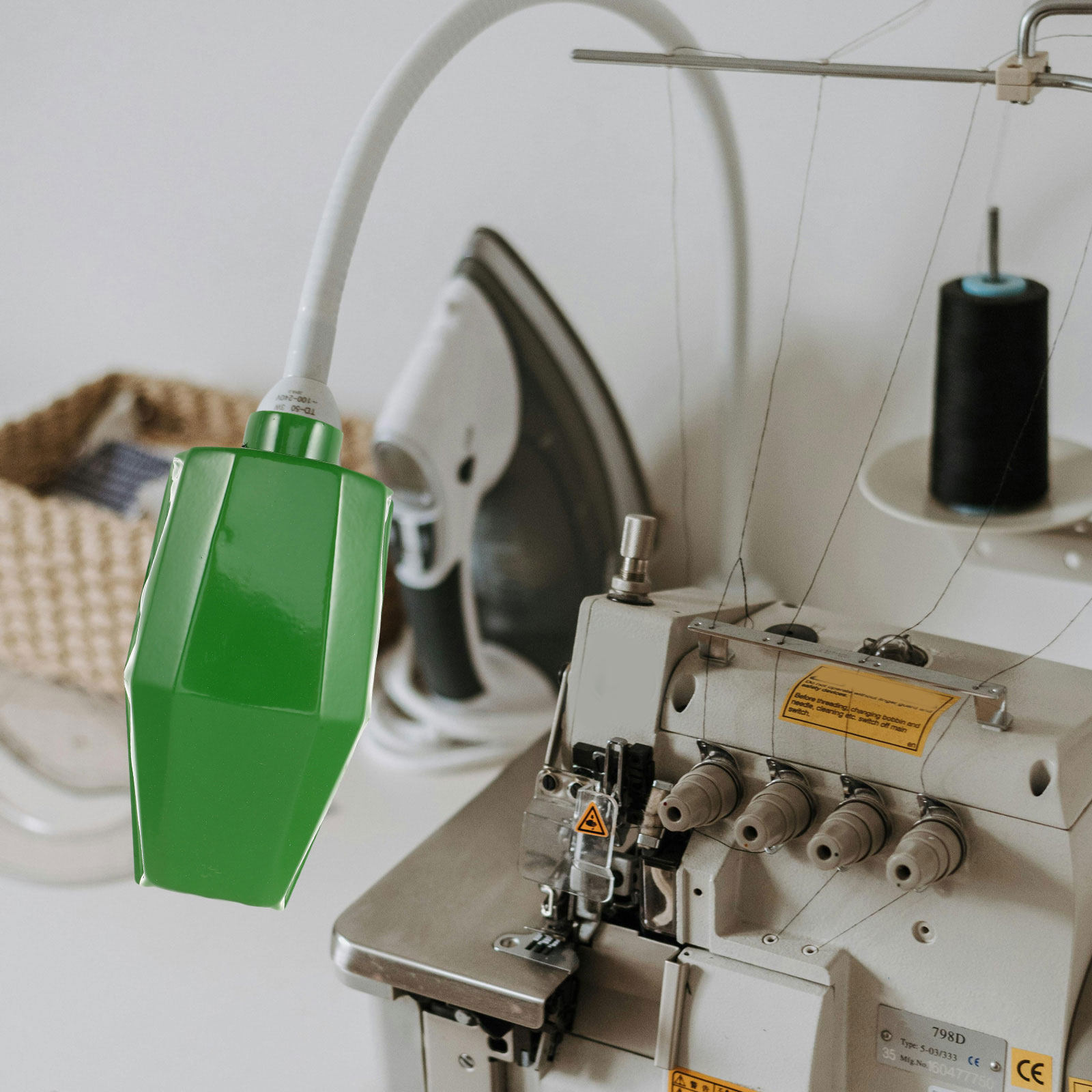 Sewing Factory - Osłona lampy do obrabiarek, zielona, solidna,