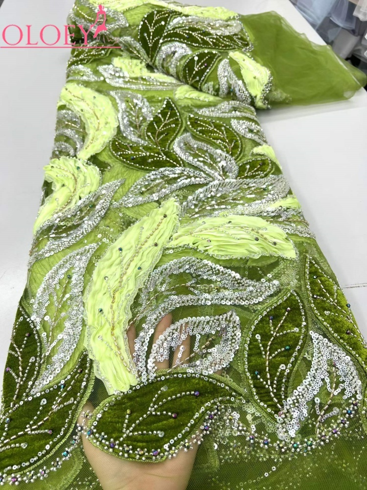 Sewing Velvet Fabric - OLOEY Luksusowa Afrykańska Tkanina z Cekinami,