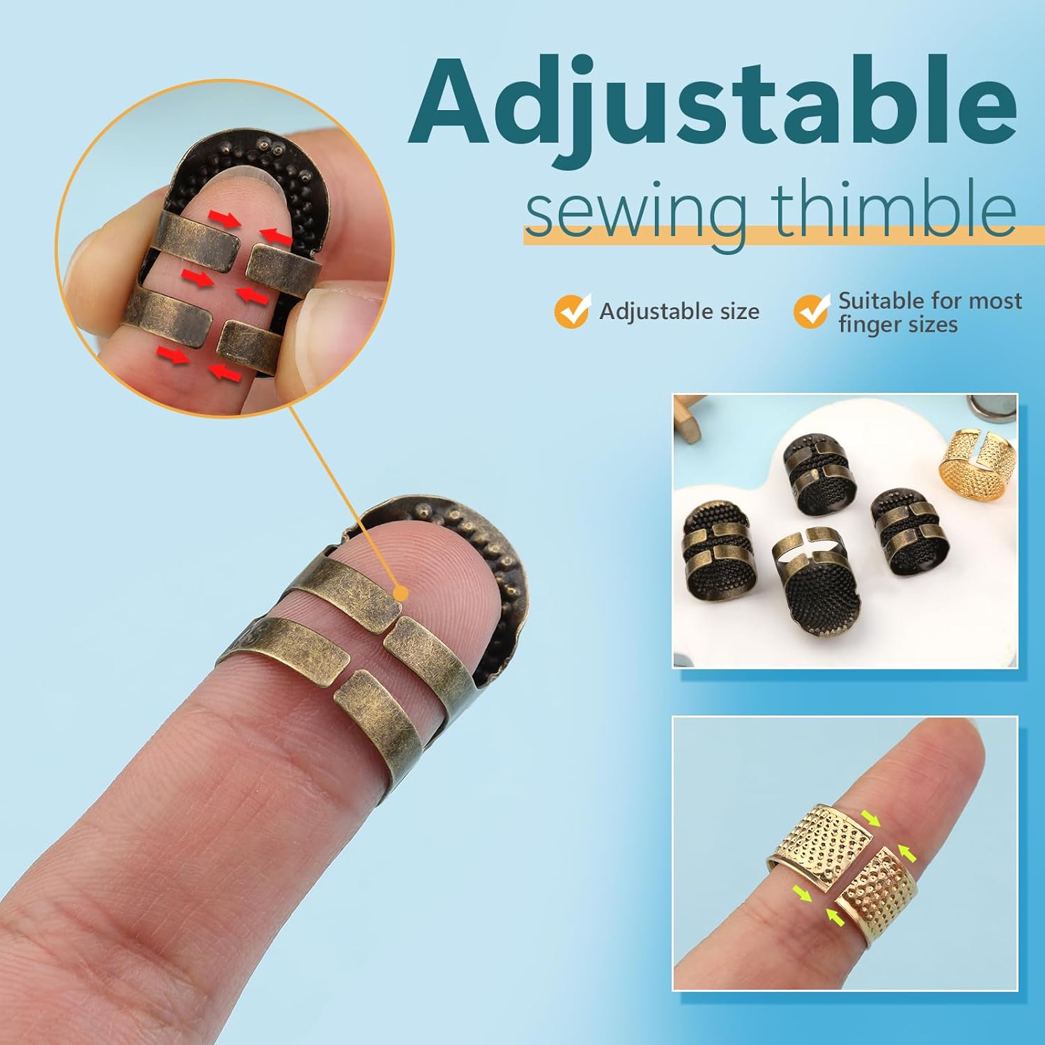 Zestaw 8 naparstków do szycia, – Sewing Thimble Metal recenzja i cena